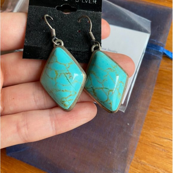 Turquoise Sterling Silver Earrings - Picture 3 of 4